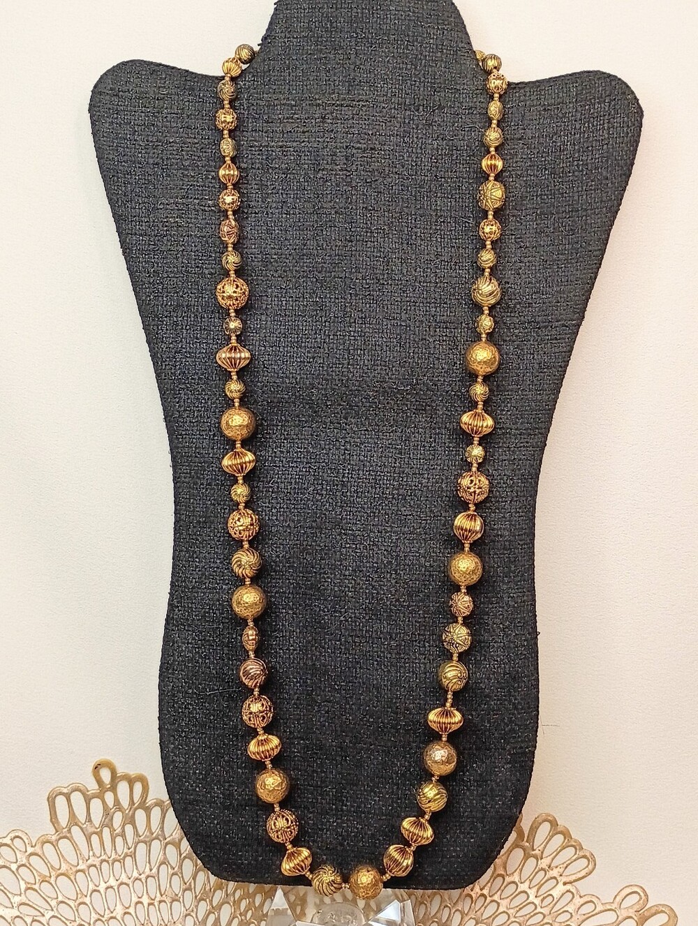 Gold Beaded Statement Necklace